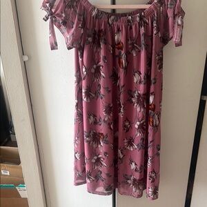 Pink Floral Off-Shoulder Dress